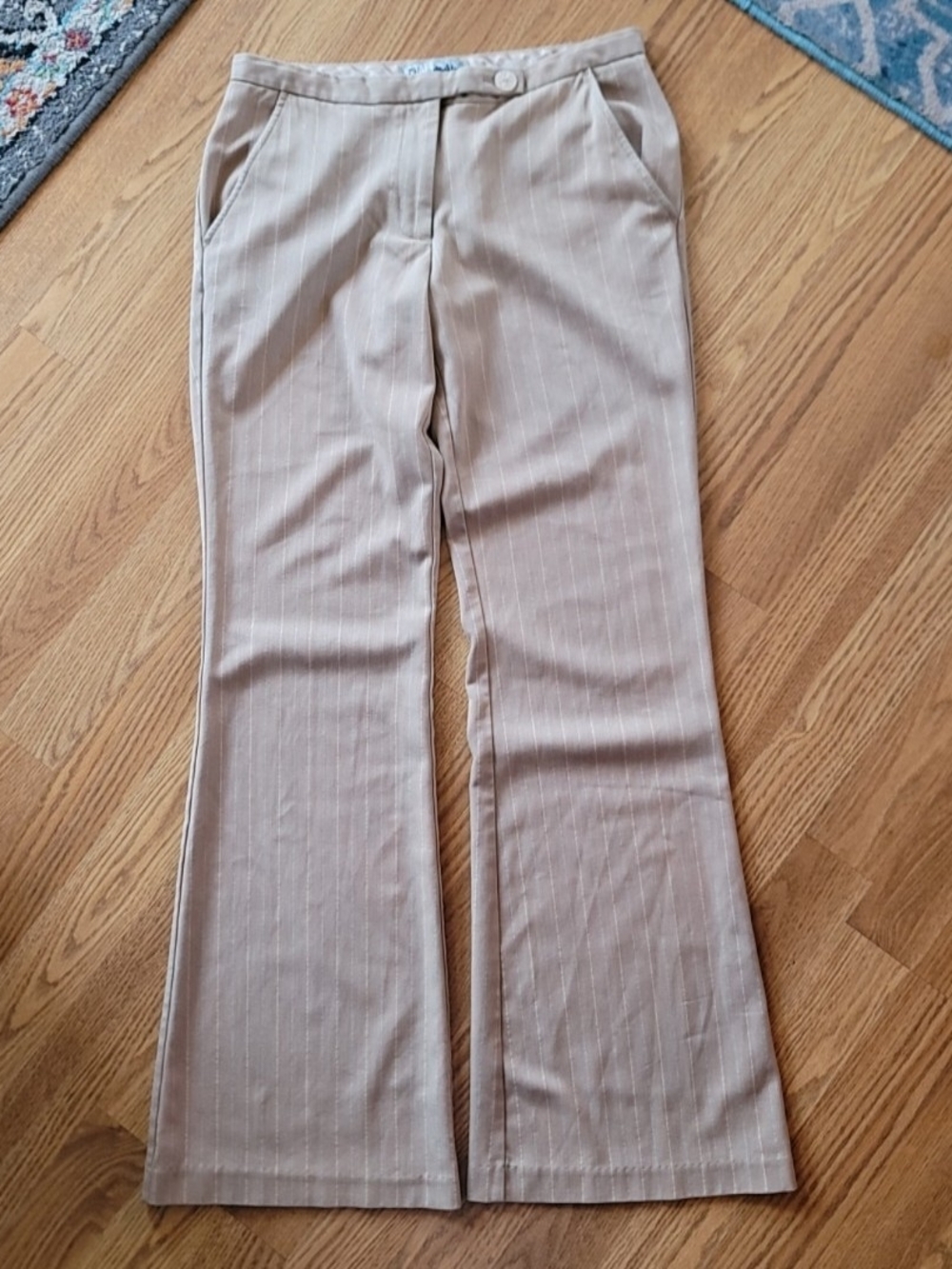 Vintage Star City Womens Tan Pinstriped Boot Cut Dresspants Office